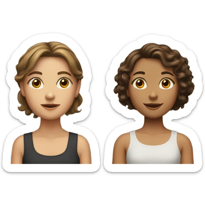 Couple of two girls one with brown short hair and the other with a curly brown bob sticker