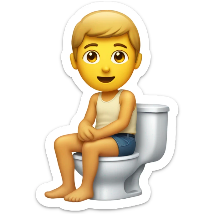 An person on an toilett and in the background an cotton field sticker