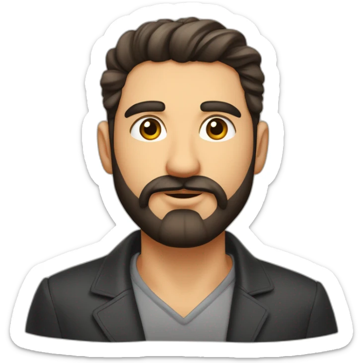 hombre guapocon barba moreno pelo engominado ojos grandes y nariz grande labios finos y cejas pobladas sticker