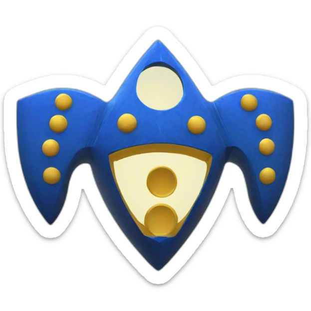 Blue Ocarina of Time with seven holes and 3 triangles near the top sticker