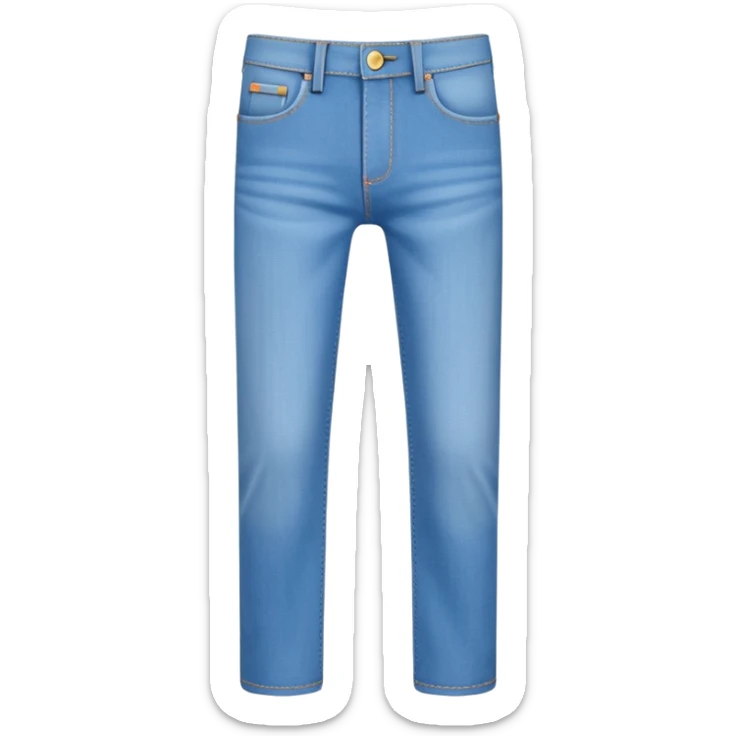 A 3D cartoon sky-blue denim jeans with pockets and stitching details, casual slim fit, clean isolated background, Memoji-style. sticker