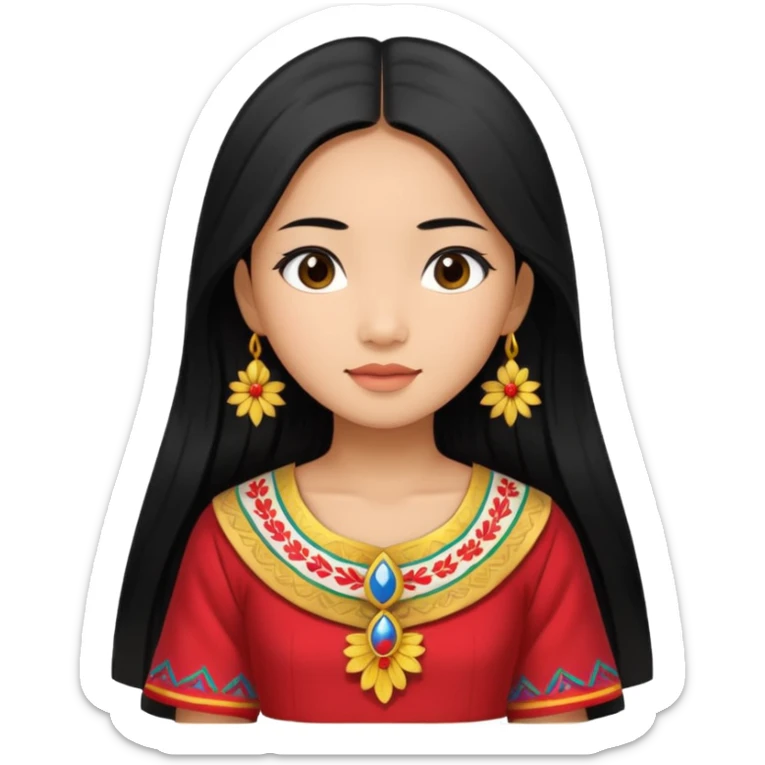 Asian girl with long black hair in Filipino dress sticker