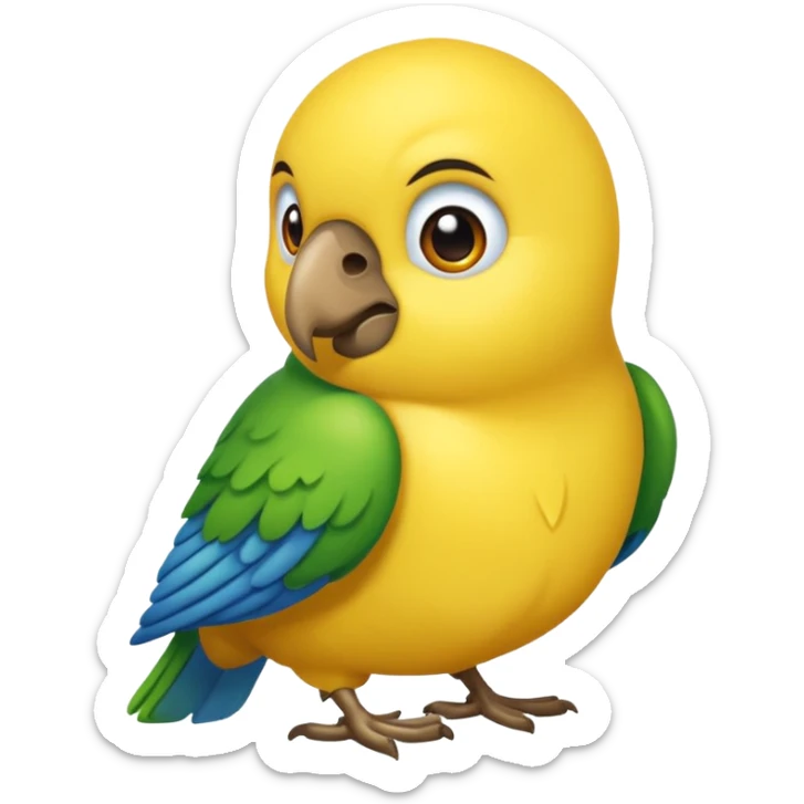 Pappagallo giallo e blu con il giallo sul petto le ali e la coda blu e la fronte poco poco verde sticker