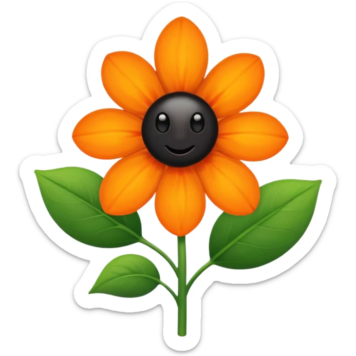 Green stem, white bud with black cartoony face: ;p. And six heart shaped yellowish orange petals sticker