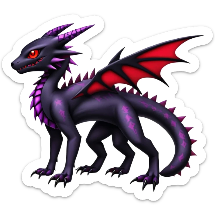 Gothic Edgy Badass Gloomy Dark Guilmon-Salandit-Umbreon-Fakémon-hybrid-creature (full body)  sticker