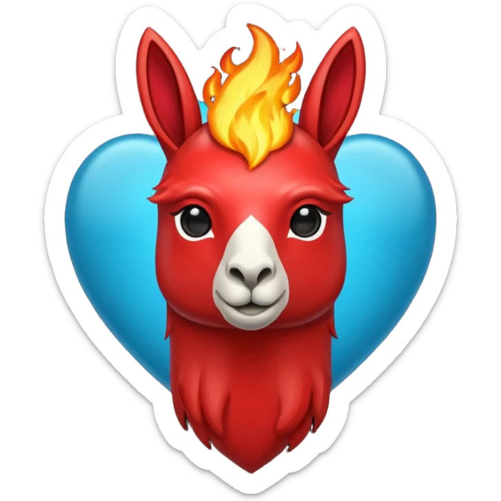 Hazme el corazón rojo y con fuego y que la llama sea azul verdoso sticker