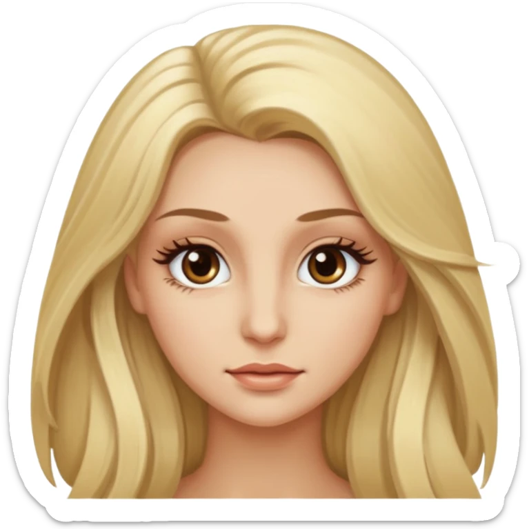 Blonde woman with long hair Light brown eyes, huge eyelashes and white skin sticker