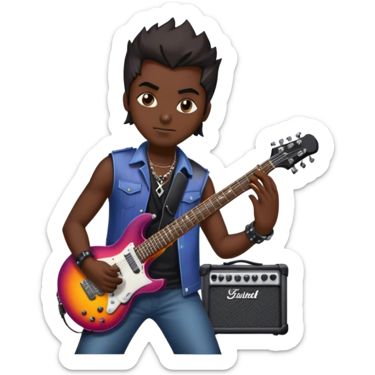 Icon for Metal Music: Iron Maiden band theme, featuring the iconic Eddie mascot, electric guitars, drums, and bold heavy metal aesthetics. Dark, intense colors with musical notes and a powerful, energetic vibe. Transparent background. sticker