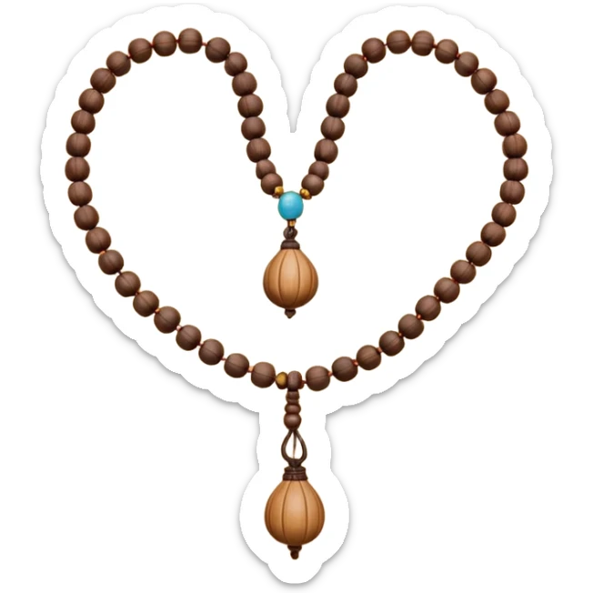 monk necklace object icon, wooden prayer beads with simple pendant, spiritual minimal design, natural wood texture, subtle sacred aura, 3D cartoon style, mobile game icon style, centered, clean background, no text, no watermark
 sticker