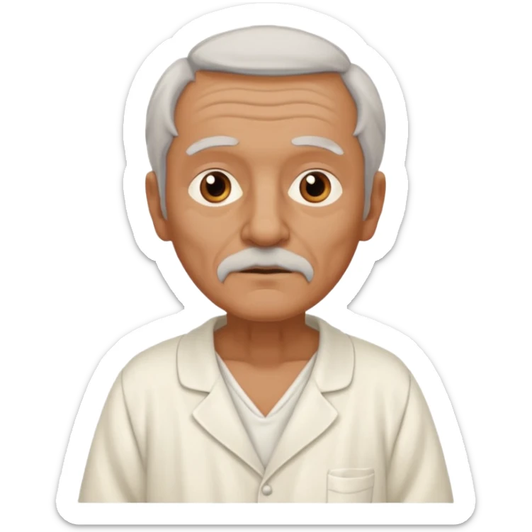 An old French man made of clay and wearing a white nightgown sticker
