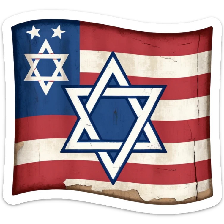 United States flag with a swastika symbol and star of david symbol on the flag sticker