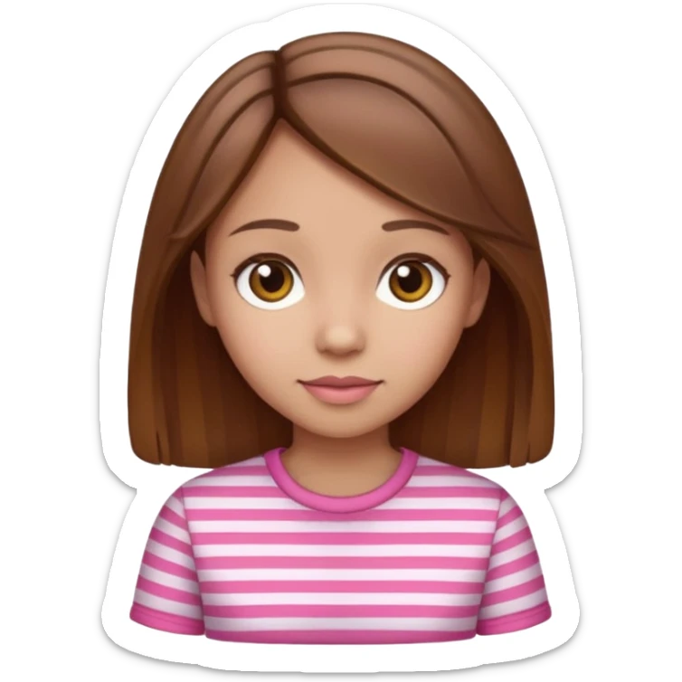 lightskin girl  pink and white striped shirt and brown hair  sticker