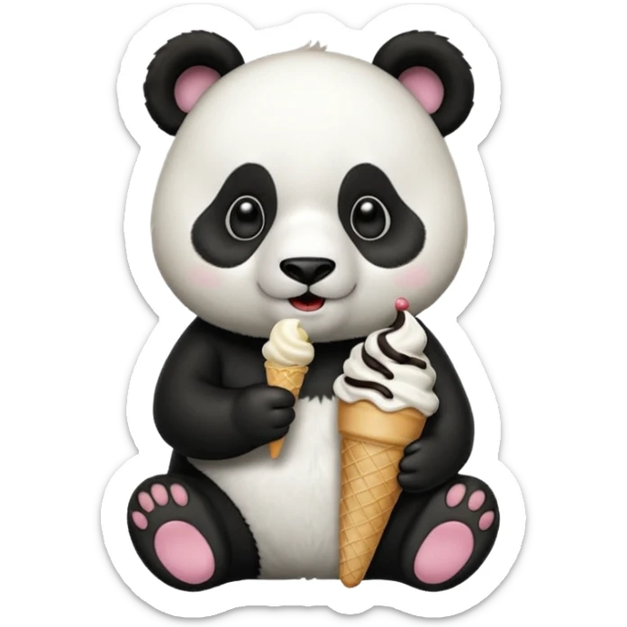 Panda eating ice cream sticker