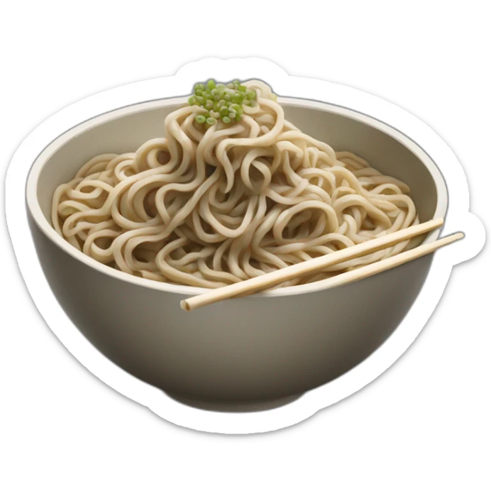 bowl of japanese buckwheat soba noodles with chopsticks sticker