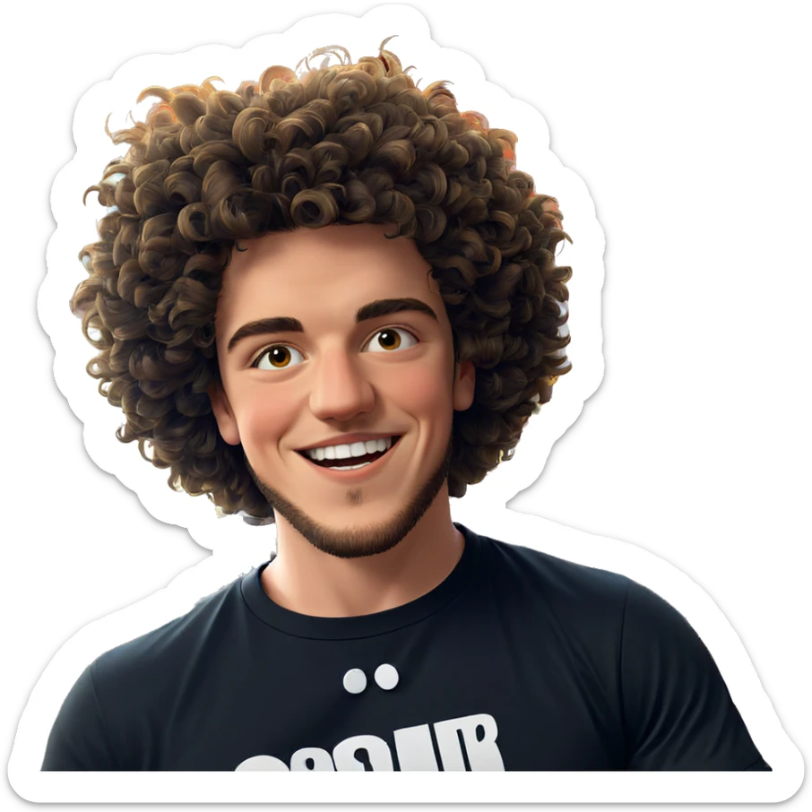 smiling boy in black shirt sticker