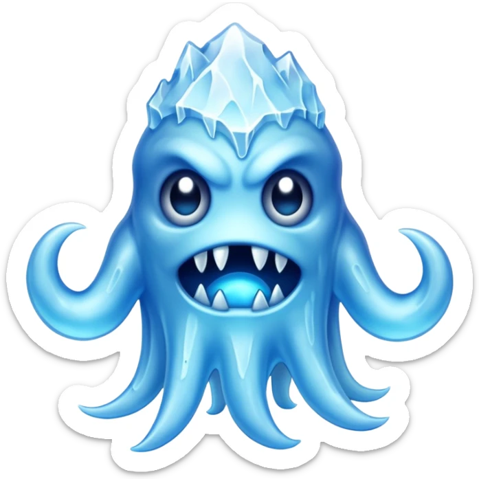 a scary creepy ice monster, eldritch ice monster, monster made of ice sticker