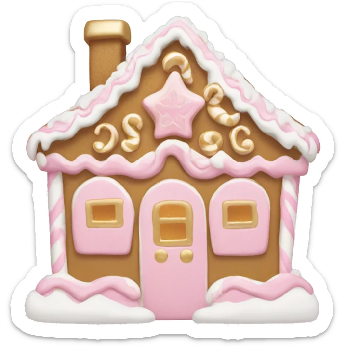 light pink and gold and white gingerbread house sticker
