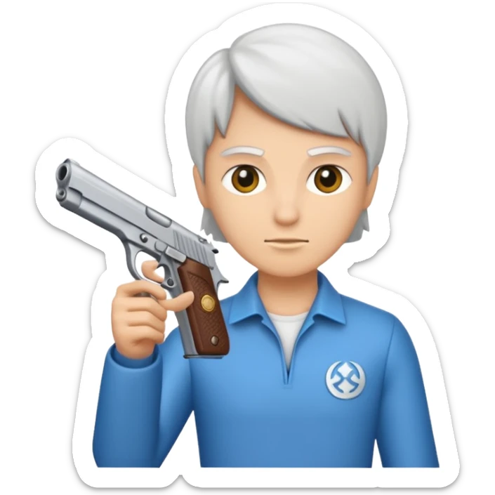 Un persona Blanco una gora de lado y una pistola sticker