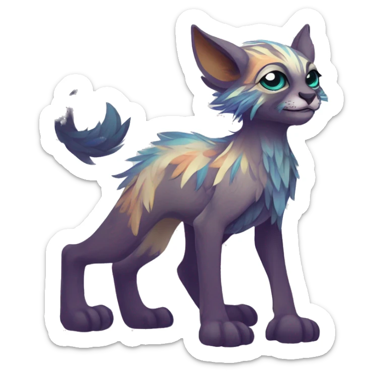 Colorful vernid fantasy creature LiLaiRa GriffSnuff Kamirah Falvie whiskers paws full body sticker