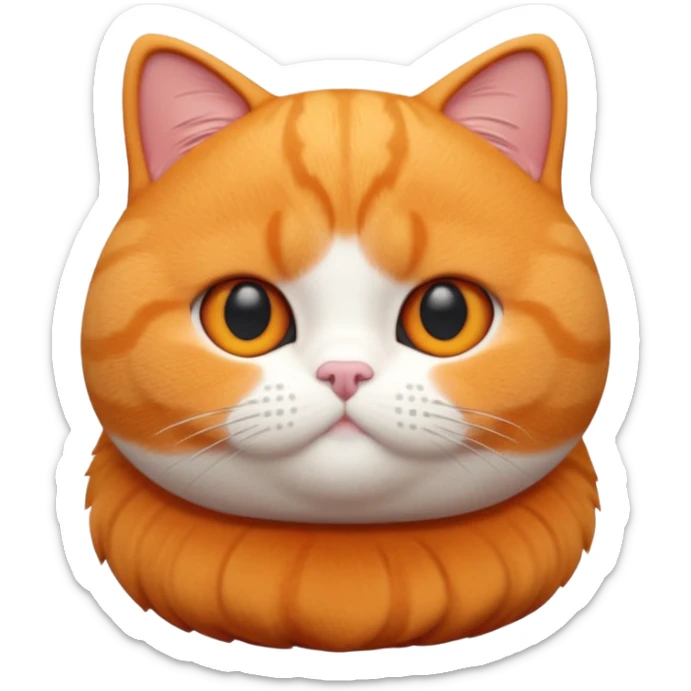 A 3D cartoon British Shorthair cat in vibrant orange ginger tone, smooth plush fur, round eyes, warm cinematic lighting, Memoji style. full body or half body. sticker