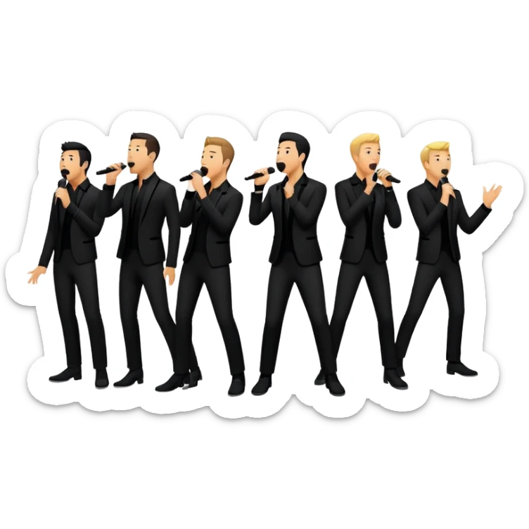 Five silhouettes of singing guys for 'I Want It That Way' by Backstreet Boys sticker