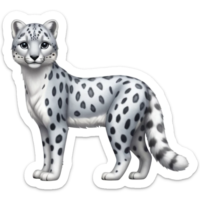 Shiny realistic feral wildlife lifelike elegant Snow-Leopard-Amaura-Arctic-Fox-fusion-hybrid, full body  sticker