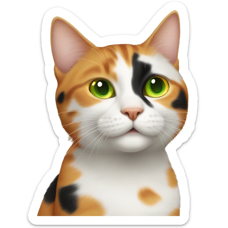 a cat with orange black and white spots with green eyes and a orange cat with yellow eyes playing with each other  sticker