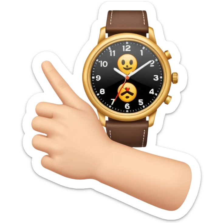 Just the finger like in the 4 picture but the watch on top of the sleeve, literally this emoji (👈) but with a Watch and a sleeve sticker