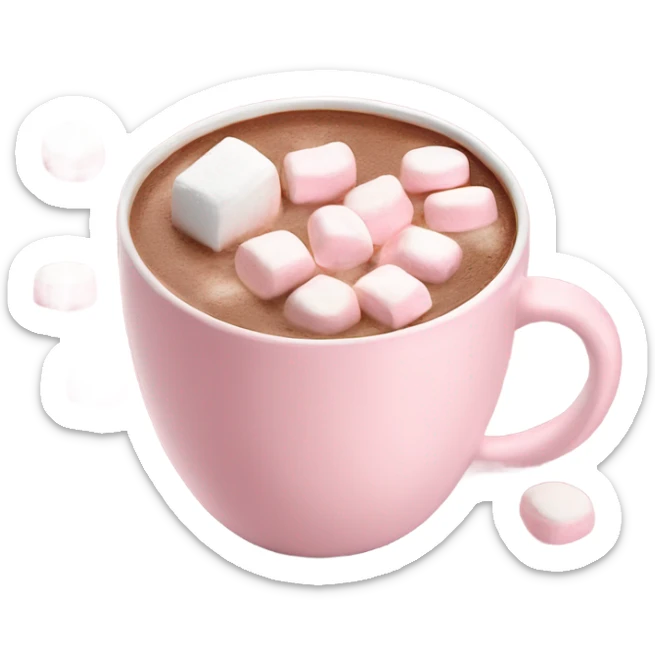 Light Pink mug of hot chocolate with marshmallows  sticker