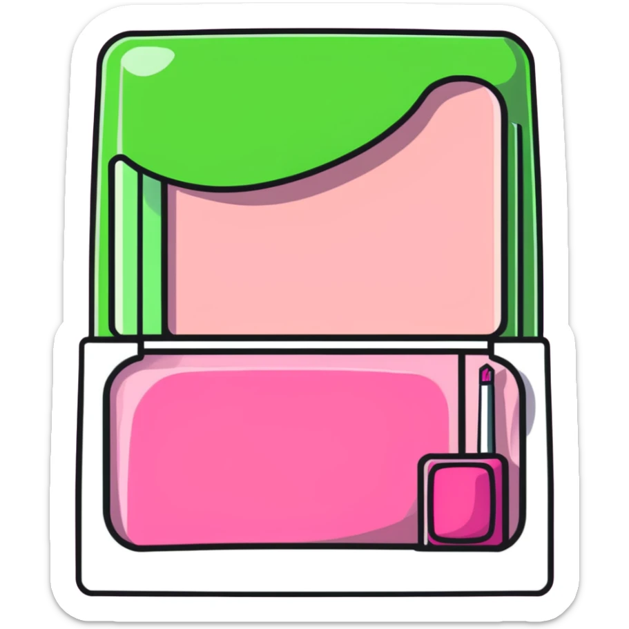 Pink AVON beauty collection with pink lipgloss, pink nail polish, and pink compact sticker