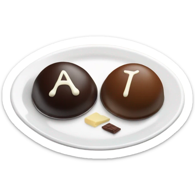 1 Chocolate quenelle and 1 vanilla quenelle on a fine dining glass plate sticker