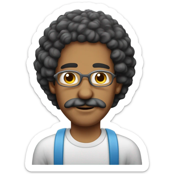 Colombian man with curly hair and thick moustache with ziplock bag of salt sticker