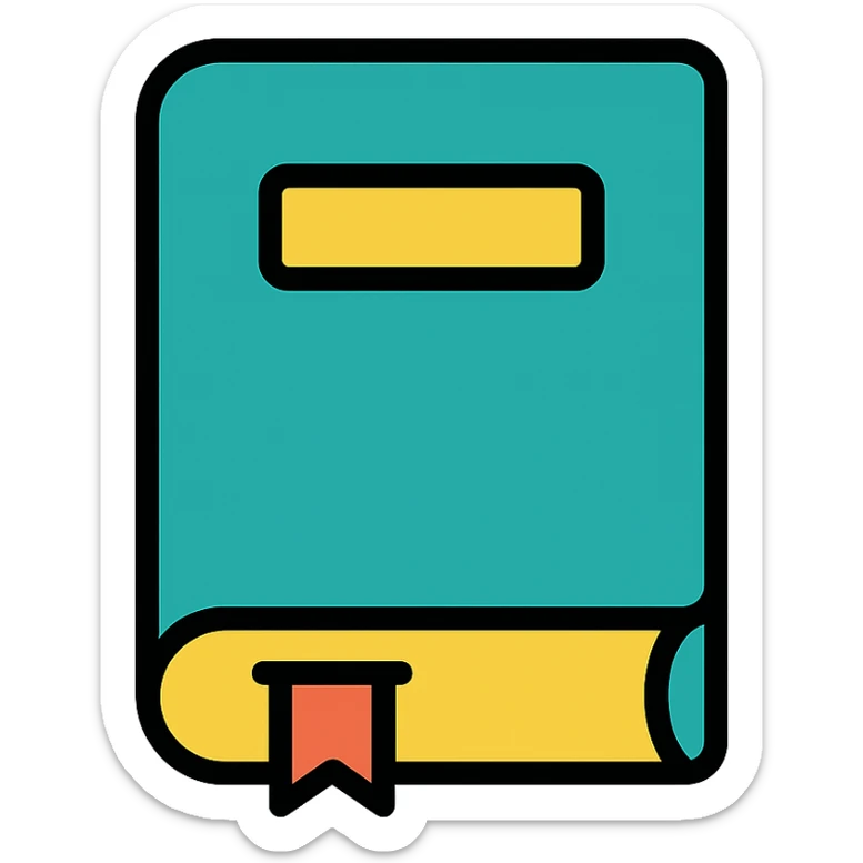 minimalist icon of a book in botgoondie color palette, simple lines sticker