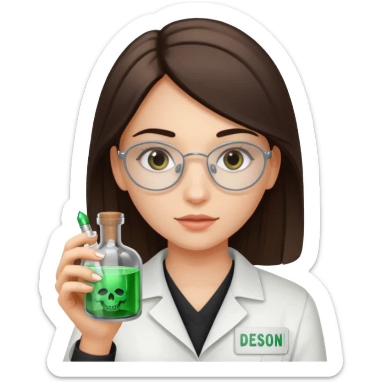 Gir trying to poison me her name tag  is denisa george is must be written  sticker