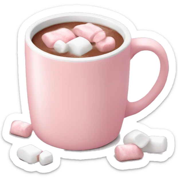 Light Pink mug of hot chocolate with marshmallows  sticker