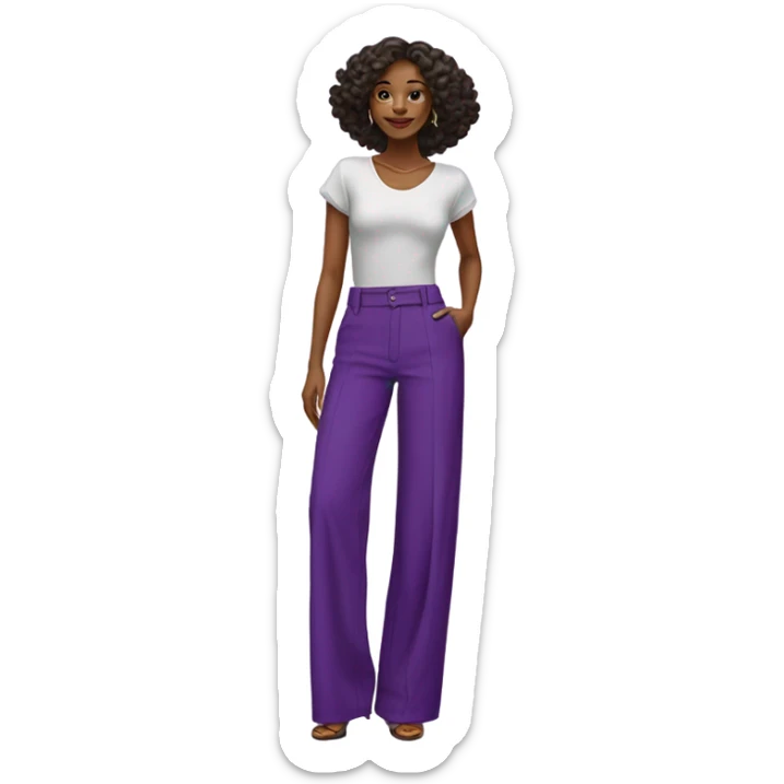 Realistic isolated pair of high waist long wide leg dressy casual pants in purple sticker