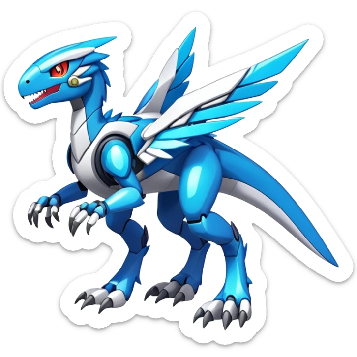 Shiny Futuristic Celestial Fakemon-Pokemon-Digimon-Spectrobes-Raptor-fusion, full body sticker