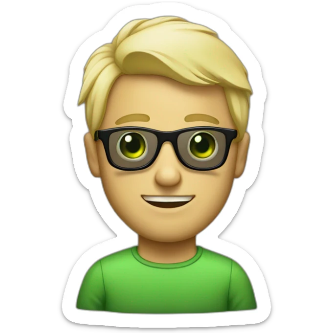 homme blond aux yeux verts et des lunettes noirs sticker