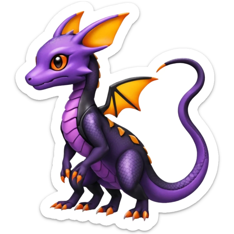 Cute Shiny Guilmon-Salandit-Umbreon-Fakémon-hybrid-creature (full body)  sticker