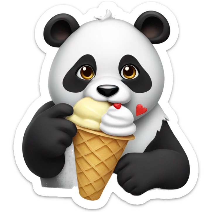 Panda eating ice cream sticker