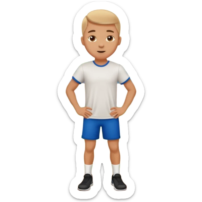 white sportsman in the playground with ball, dressed in t-shirt sticker
