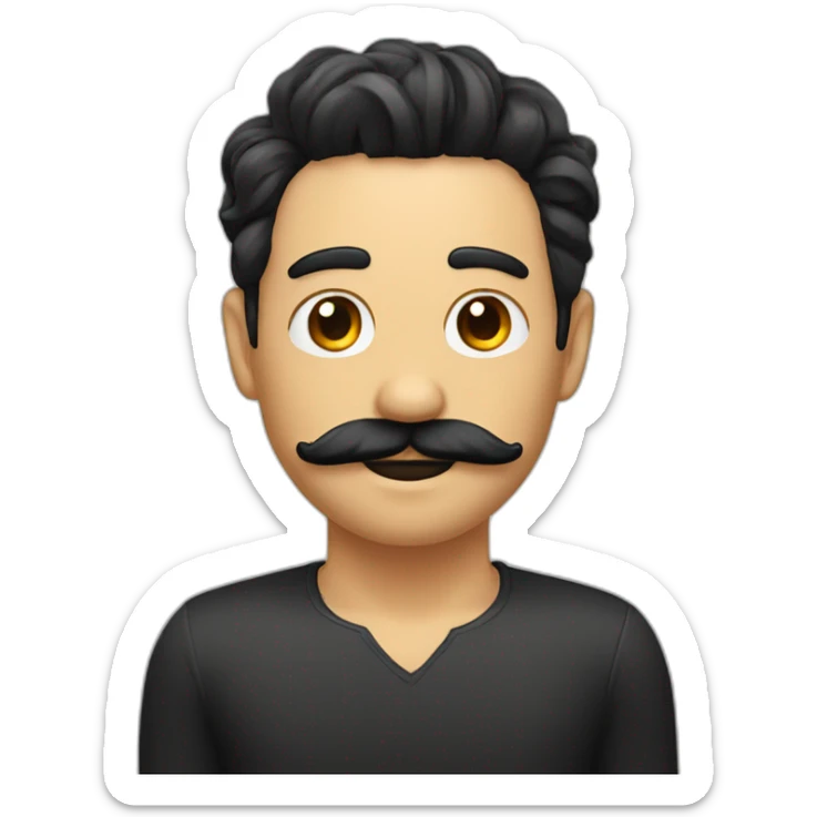 Plated hair and mustache above his mouth also mustache and black hair sticker
