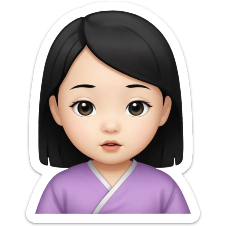 Asian baby girl with black hair and black eyes  sticker
