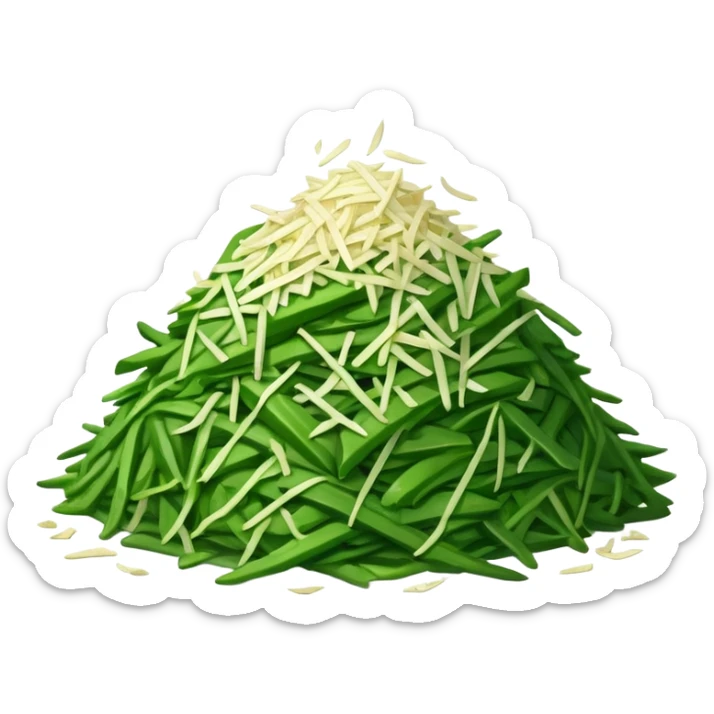 a big pile of grated green shreds of vegetable sticker