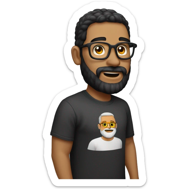 homem de óculos  com barba ecom camiseta cinza preta escrito tubaroes do sul sticker