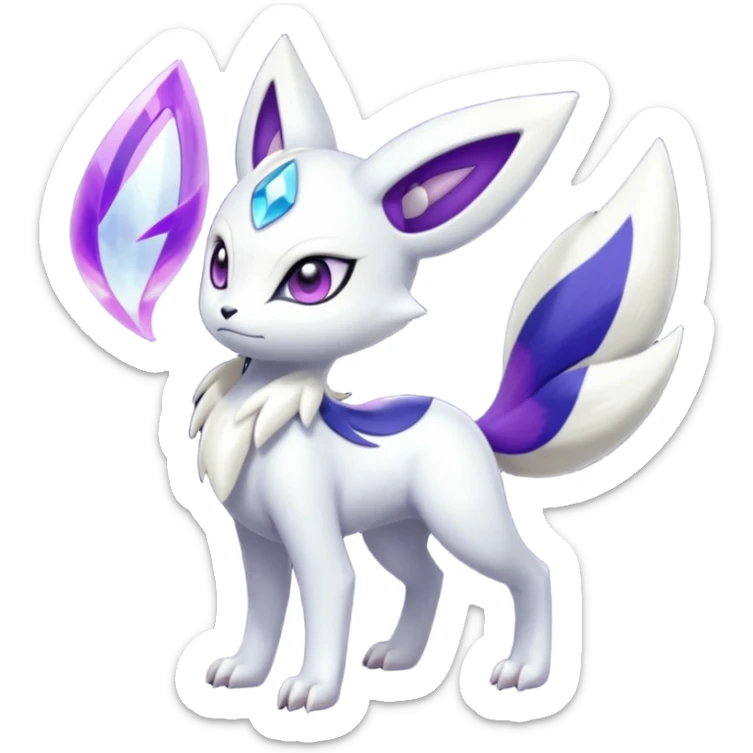 Shiny White with Violet and Indigo Meloetta-Absol-Zangoose-Pokémon-Fakémon-fusion-hybrid-creature sticker