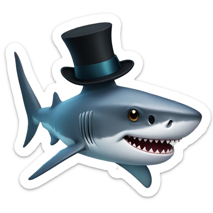 Shark with a top hat sticker