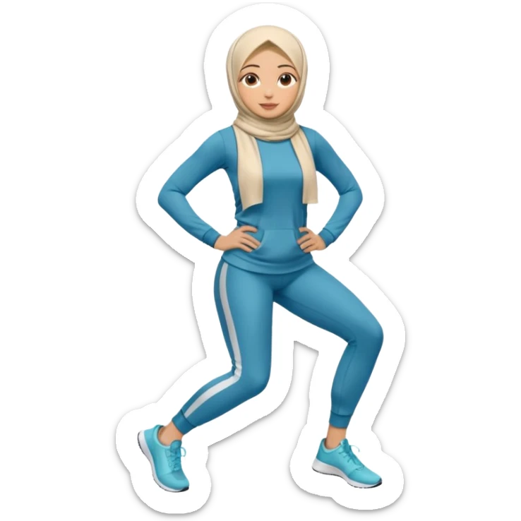 High resolution full body of a girl wearing a hijab and is a fitness trainer sticker