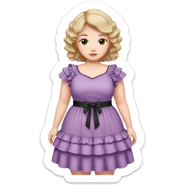 Can you make and she’s wearing a dress like a ruffles and her hand is on her waist and she’s fat sticker