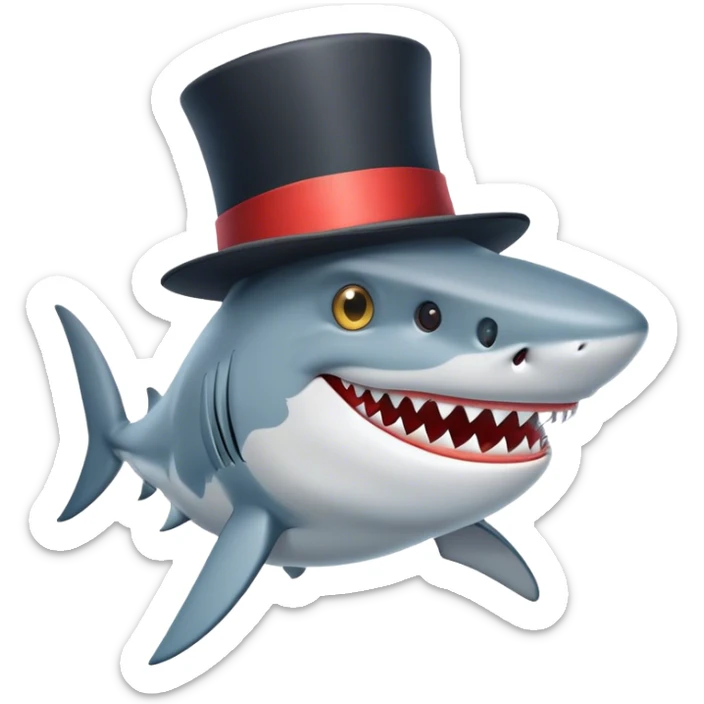 Shark with a top hat sticker